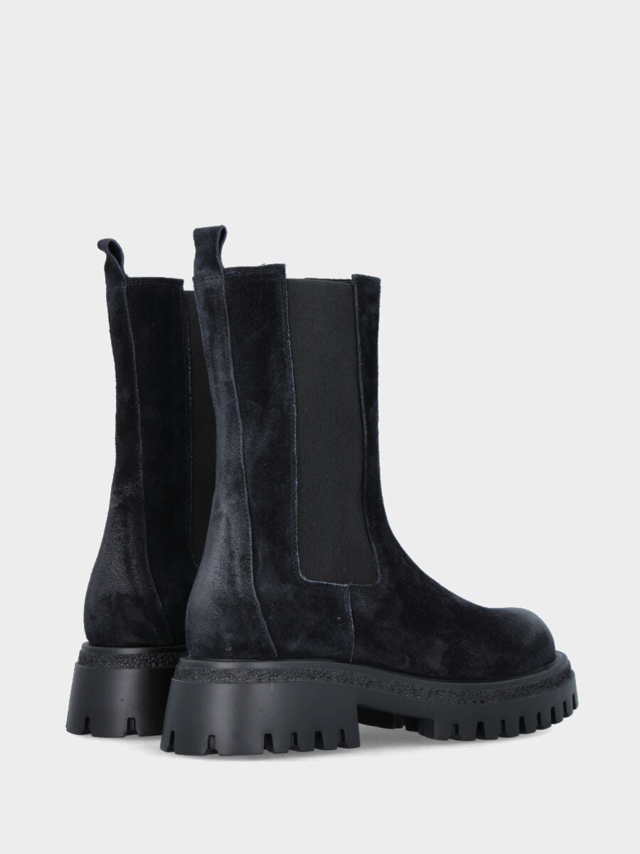 Bottes Beatles en suède bleu avec plateforme carrarmato