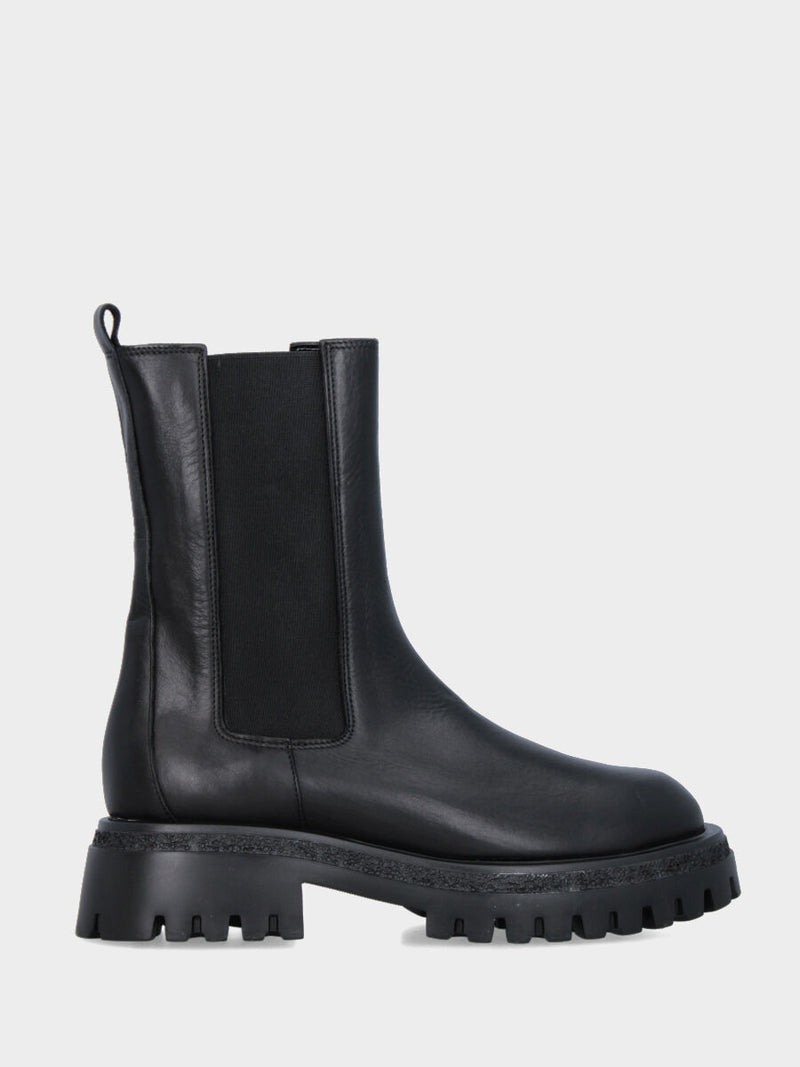 Beatles combat in vitello nero con platform carrarmato