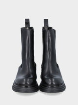 Beatles in vitello nero con fasce elastiche e platform scalettato