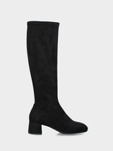 Stivale in velour nero con gambale elasticizzato