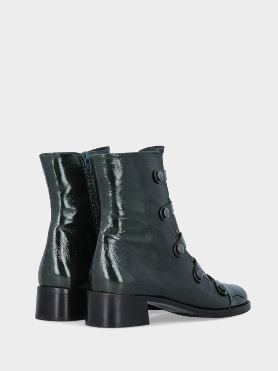 Polacchino in naplak verde con cinturini e tacco 40 mm