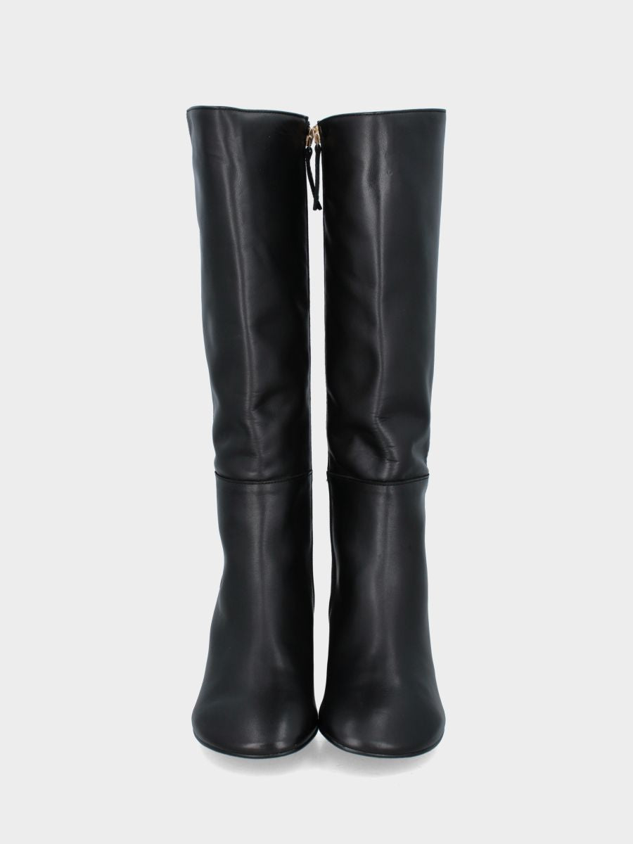 Botte en nappa noire avec talon colonne