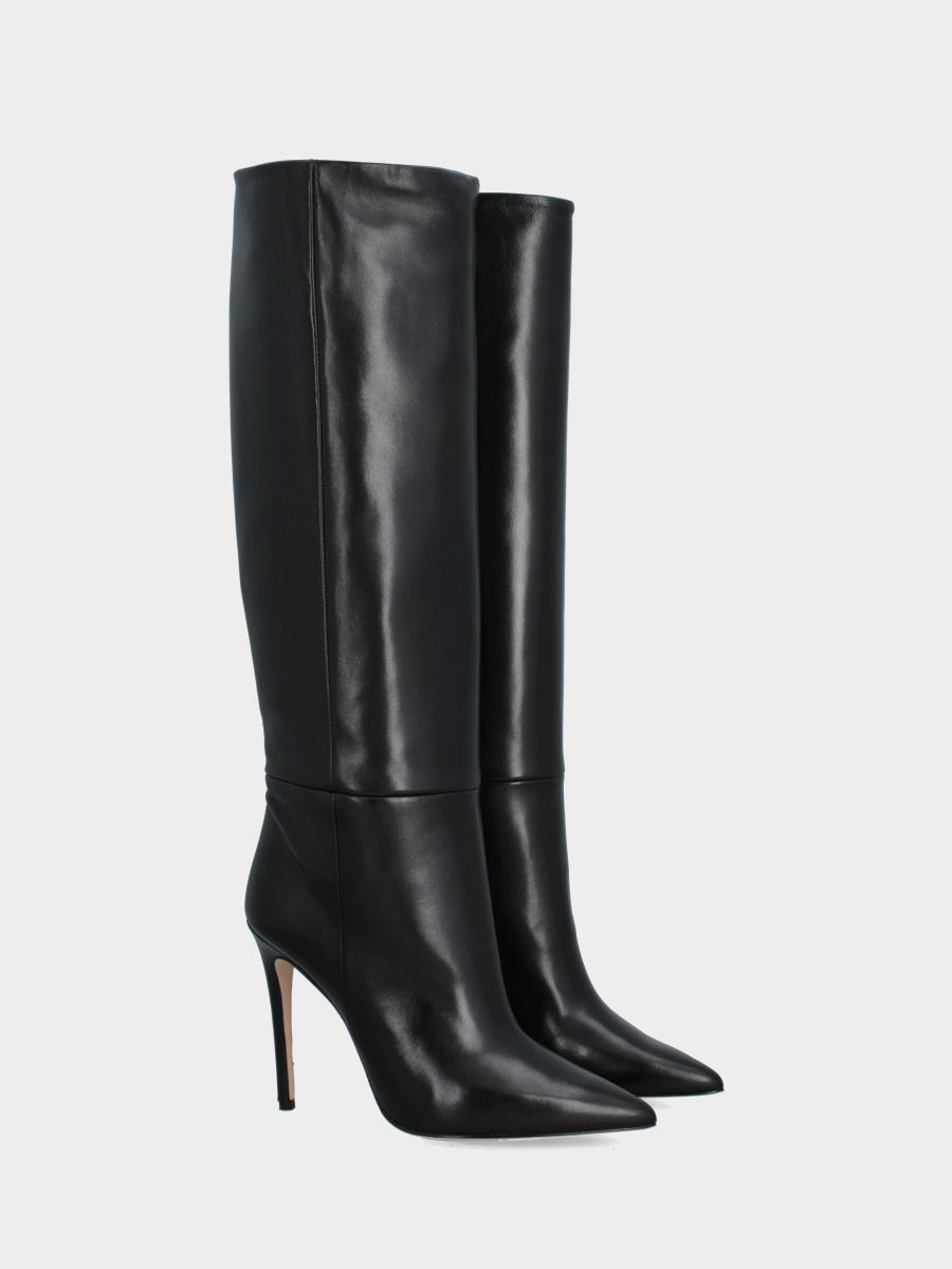 Stivale a tubo in nappa nero con tacco stiletto 110mm