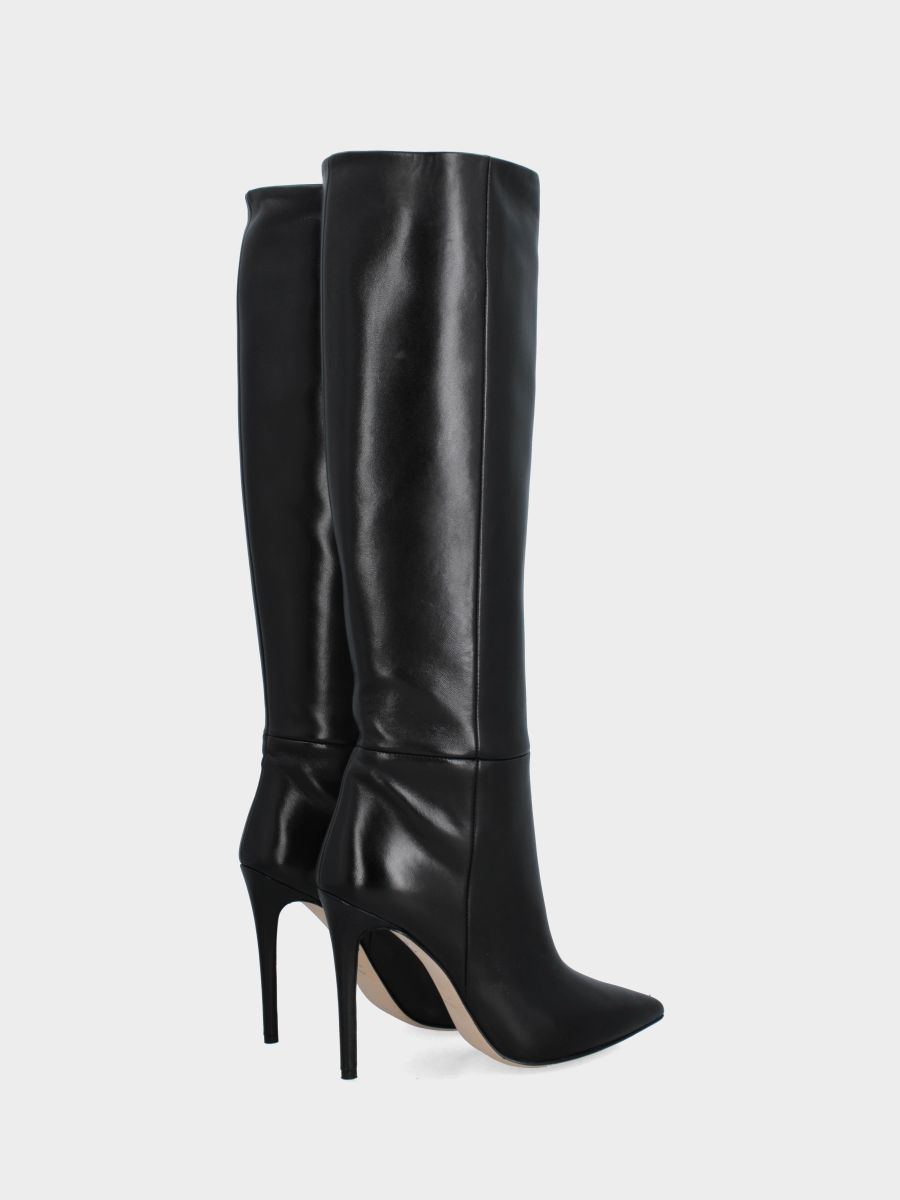 Stivale a tubo in nappa nero con tacco stiletto 110mm