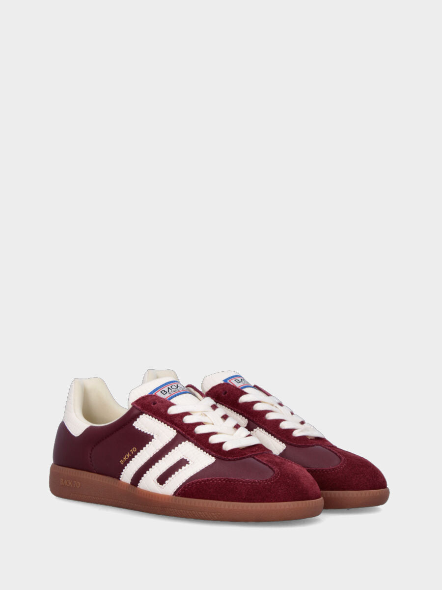 Sneaker in vitello bordeaux con fondo in gomma 20mm