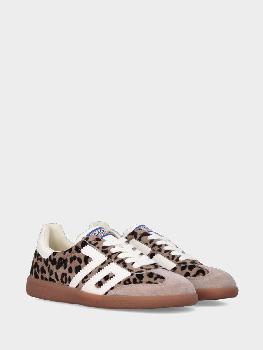 Sneaker in cavallino leopardato con fondo in gomma