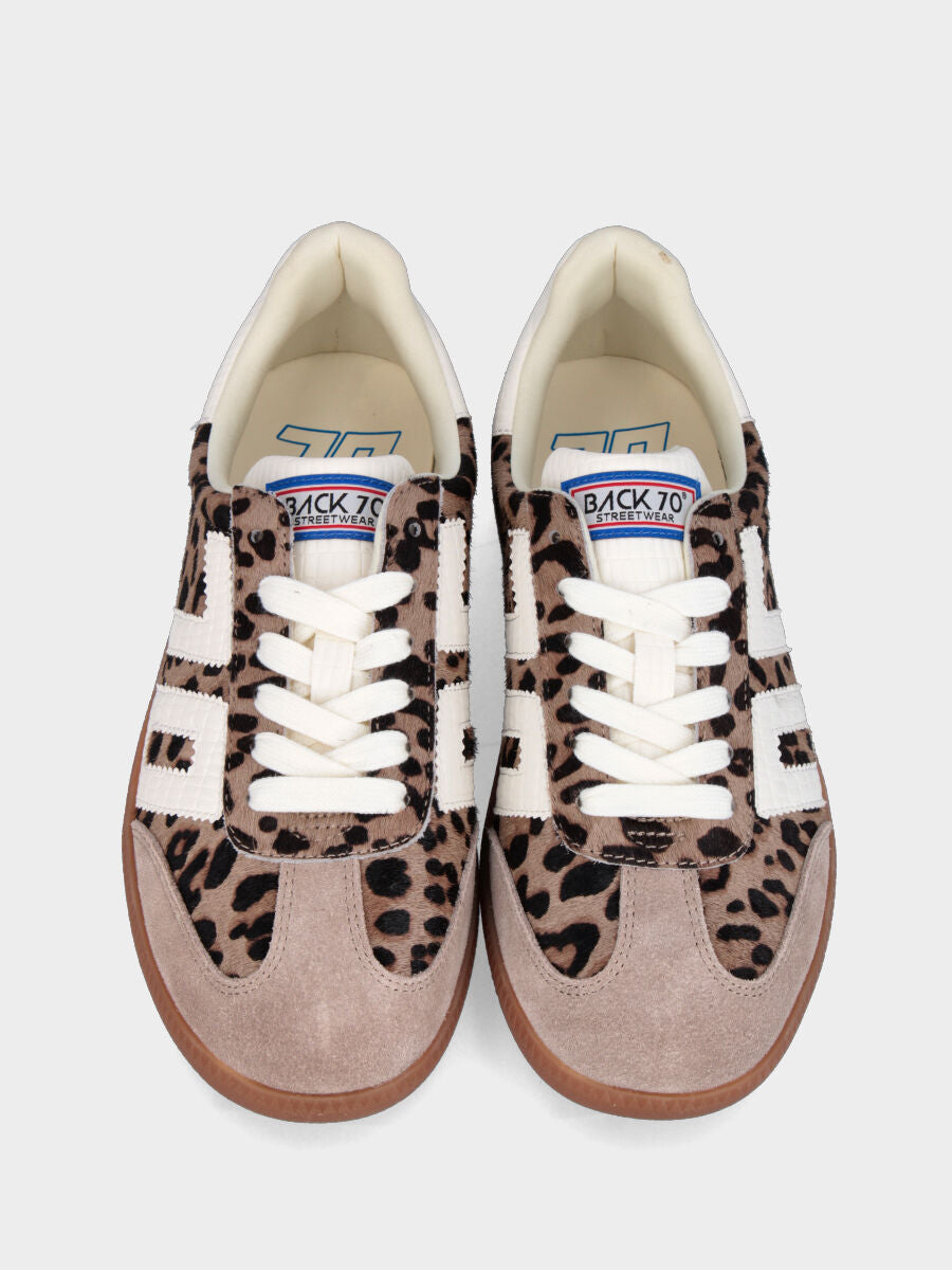 Sneaker in cavallino leopardato con fondo in gomma