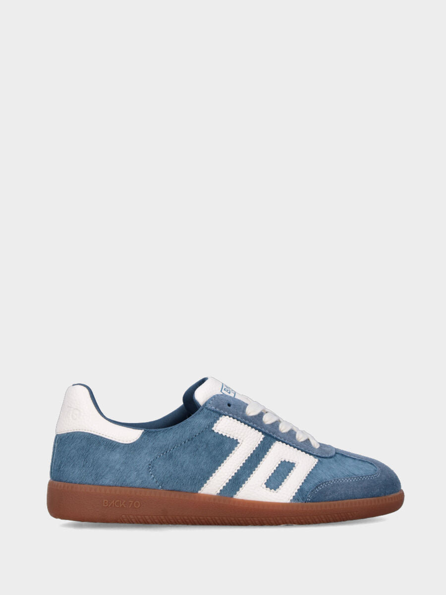 Sneaker in cavallino celeste con fondo in gomma 20mm