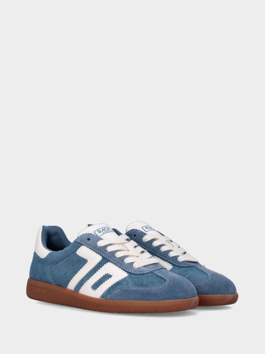 Sneaker in cavallino celeste con fondo in gomma 20mm