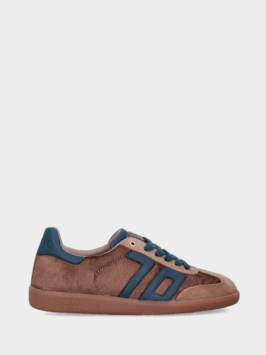 Sneaker in cavallino taupe con fondo in gomma 20mm