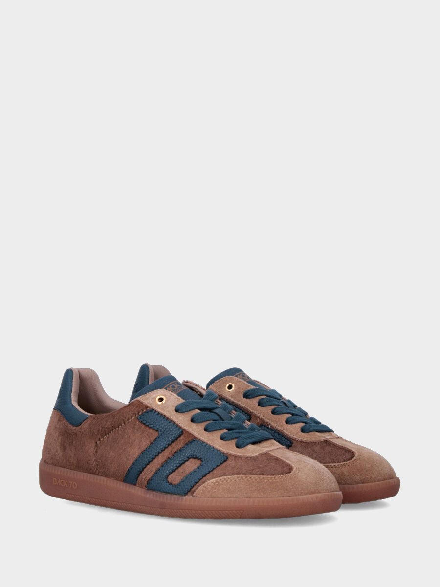 Sneaker in cavallino taupe con fondo in gomma 20mm