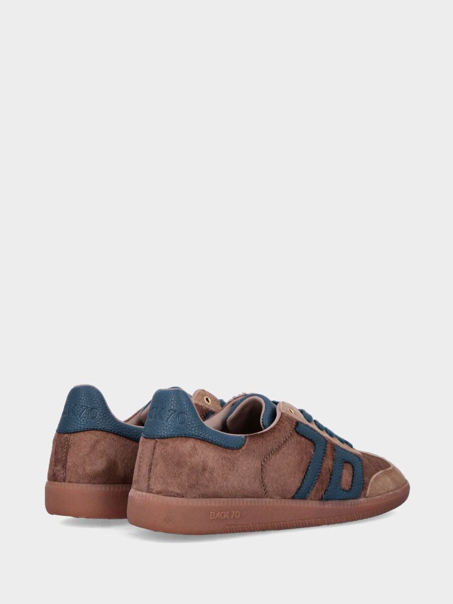 Sneaker in cavallino taupe con fondo in gomma 20mm