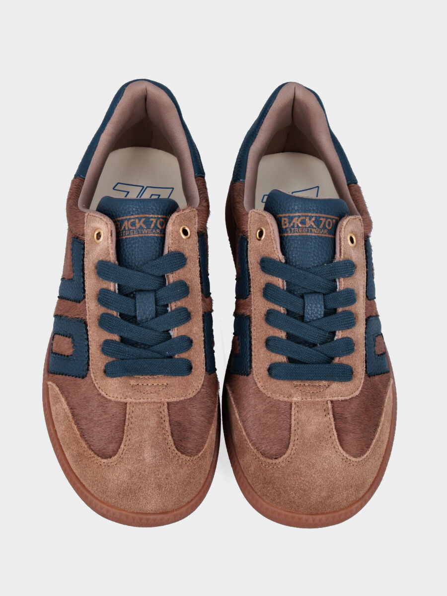 Sneaker in cavallino taupe con fondo in gomma 20mm