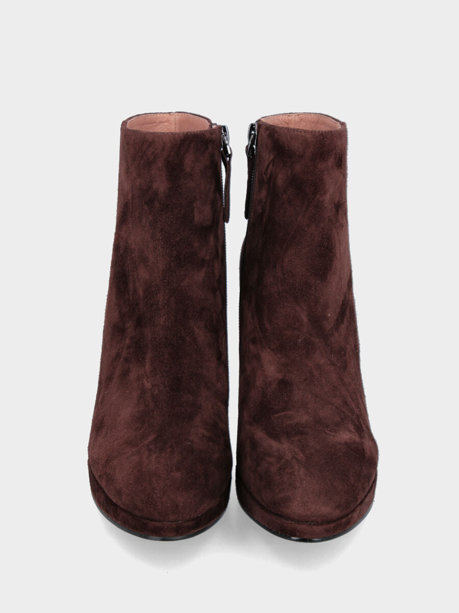 Stivaletto in camoscio marrone con plateau e cerniera laterale