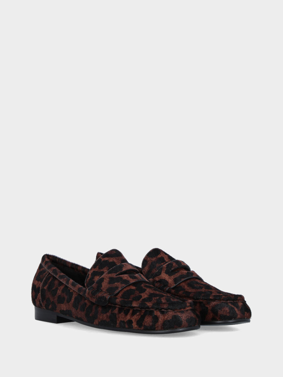 Mocassino in cavallino marrone leopardato