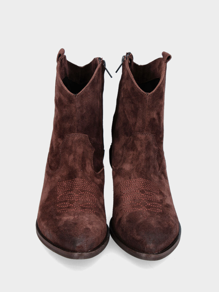 Camperos tronchetto in velour testa di moro con ricamo sul collo