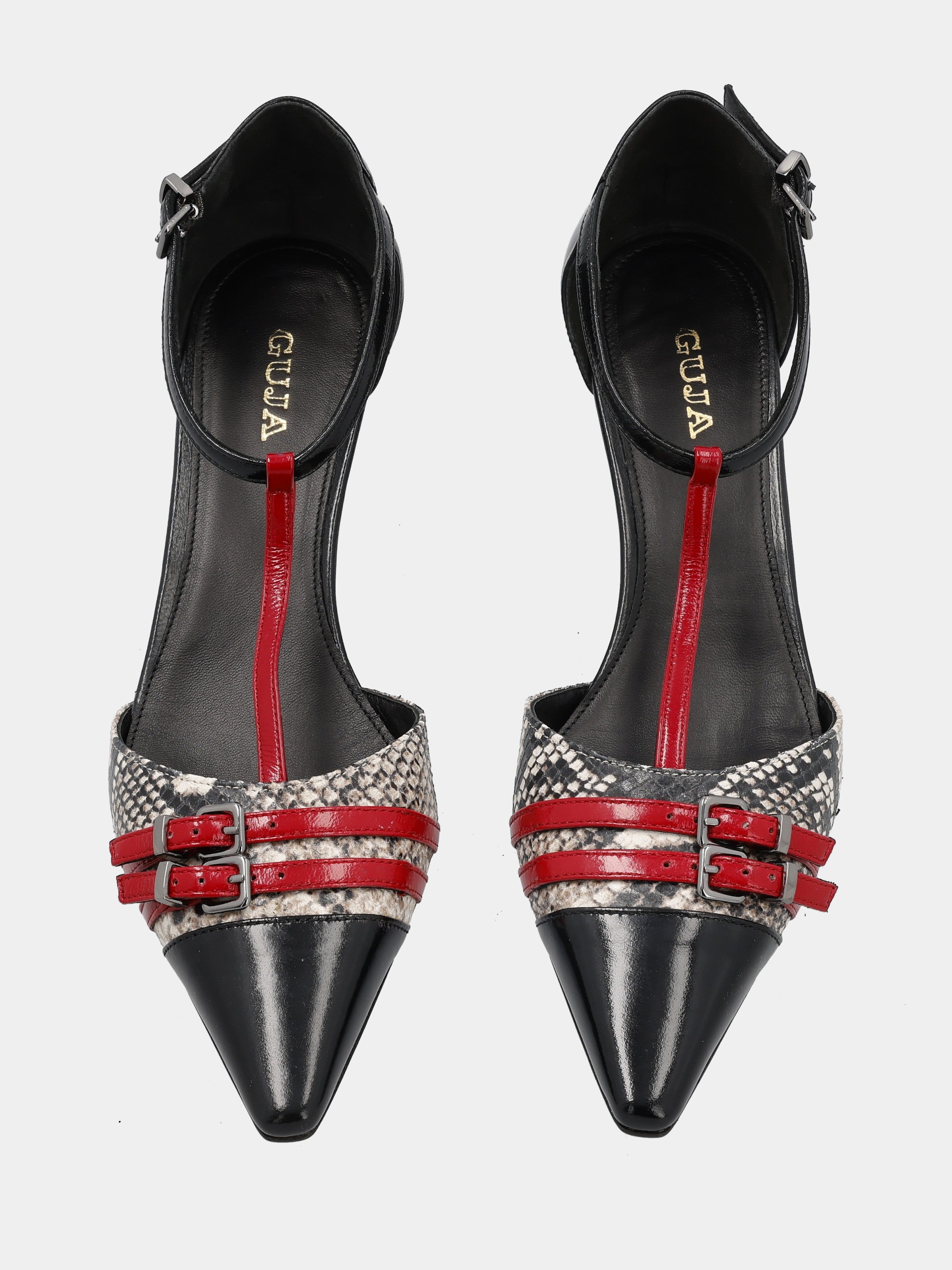 Sandalo monoblocco in vitello rosso con fascia ripiegata