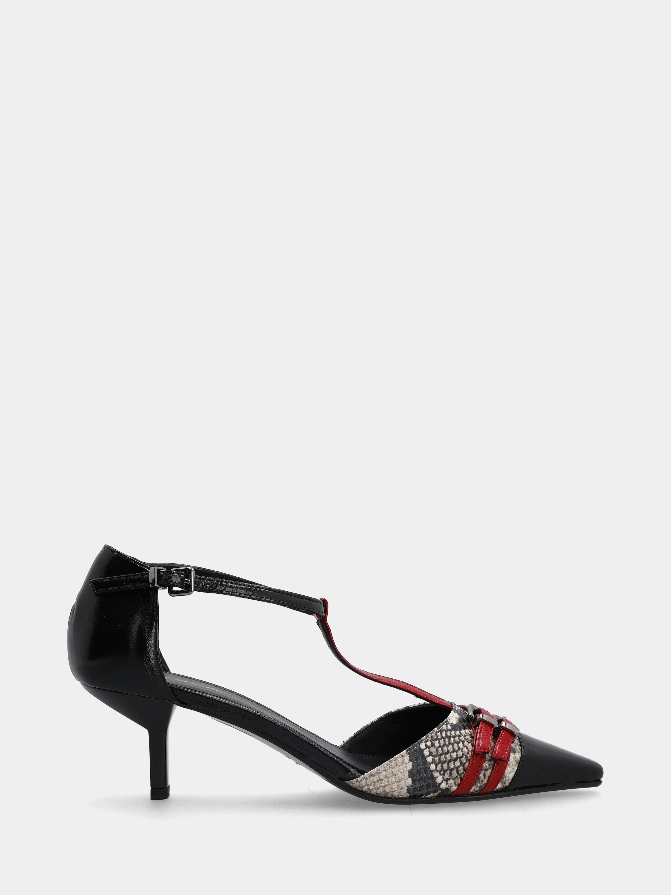 Sandalo monoblocco in vitello rosso con fascia ripiegata