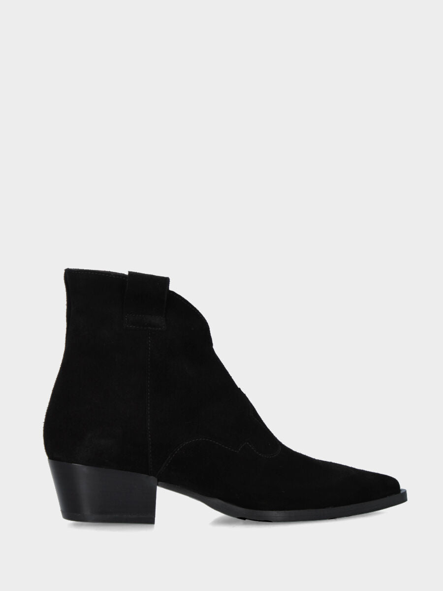Camperos a tronchetto in velour nero con cerniera