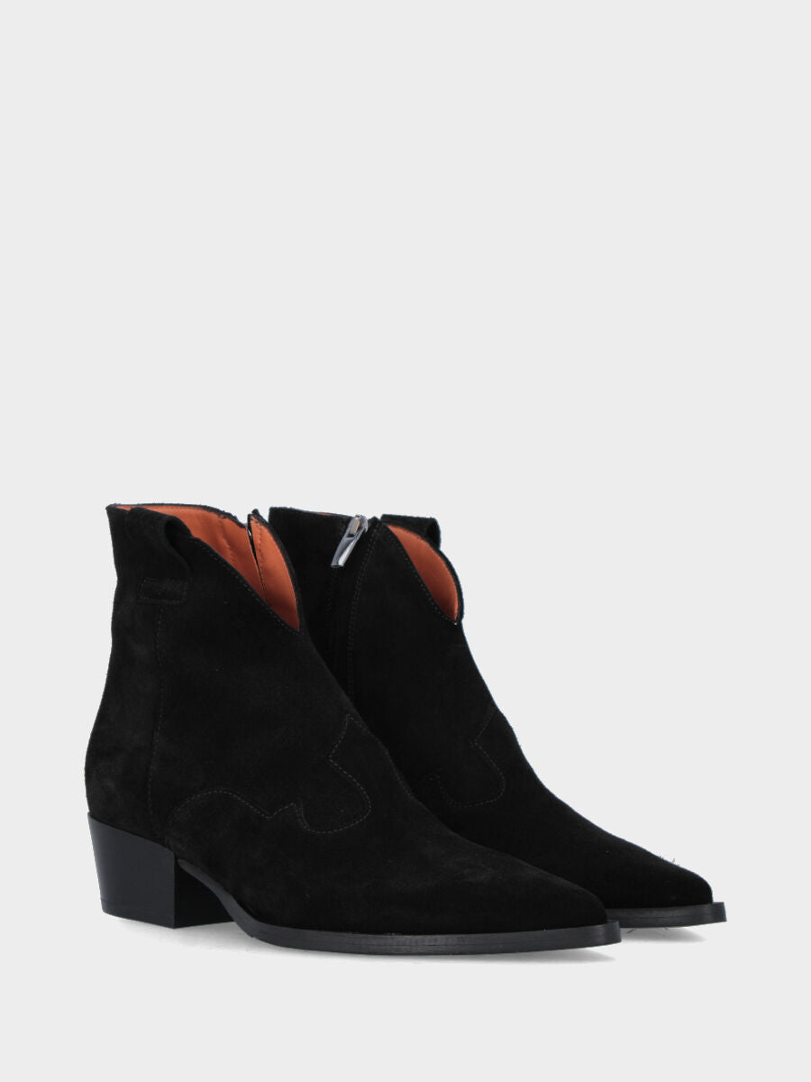 Camperos a tronchetto in velour nero con cerniera