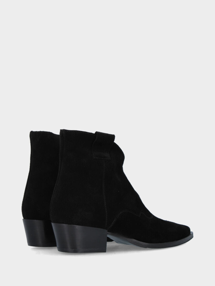 Camperos a tronchetto in velour nero con cerniera