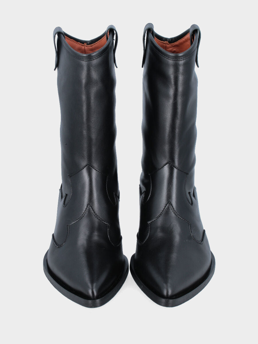 Camperos a stivaletto in vitello nero con punta sfilata