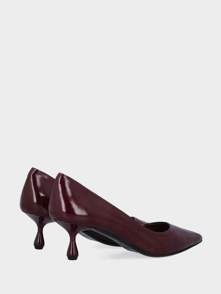 Décolleté in verlux bordeaux con tacco a calice