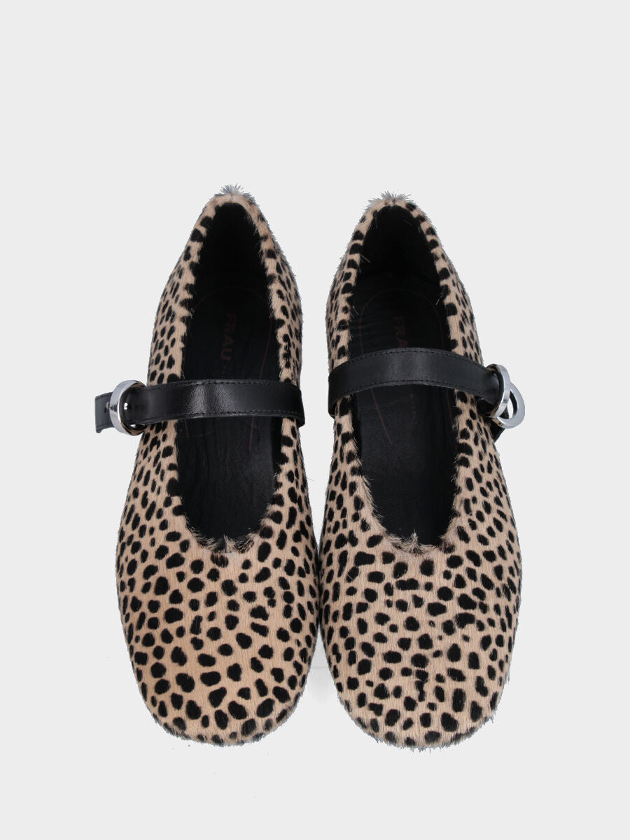 Ballerina Mary Jane in cavallino maculato con tacco basso