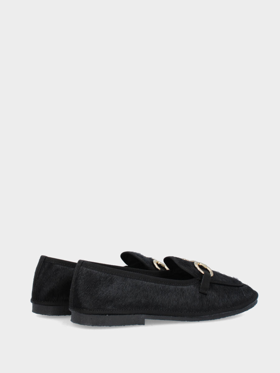 Mocassino su forma friulana in cavallino nero flat