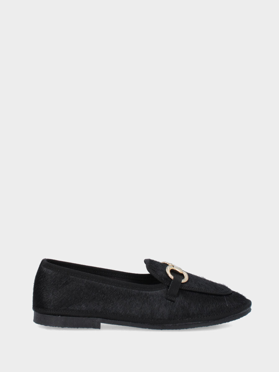 Mocassino su forma friulana in cavallino nero flat