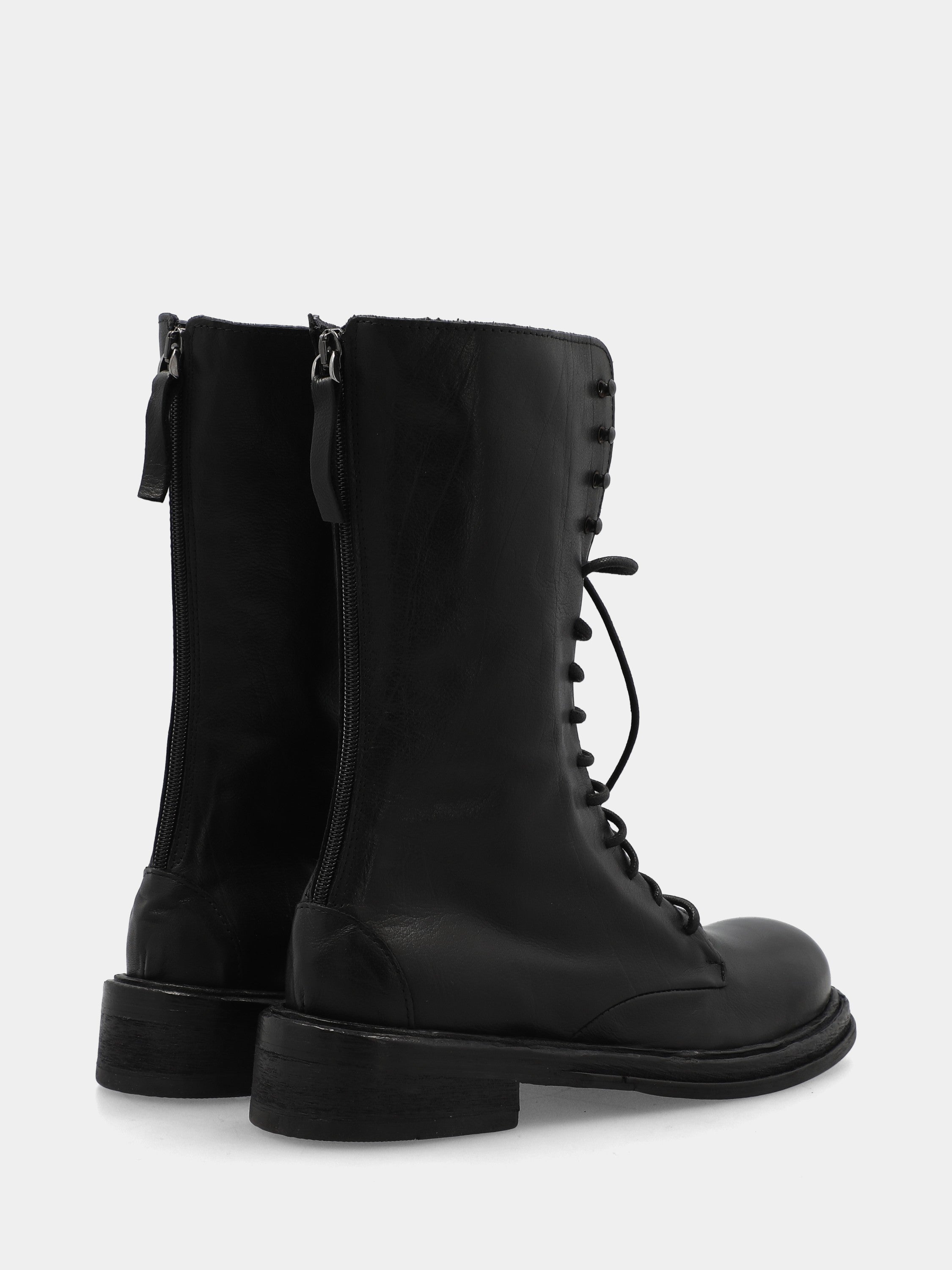 Anfibio in vitello nero con cerniera posteriore e tacco 30mm