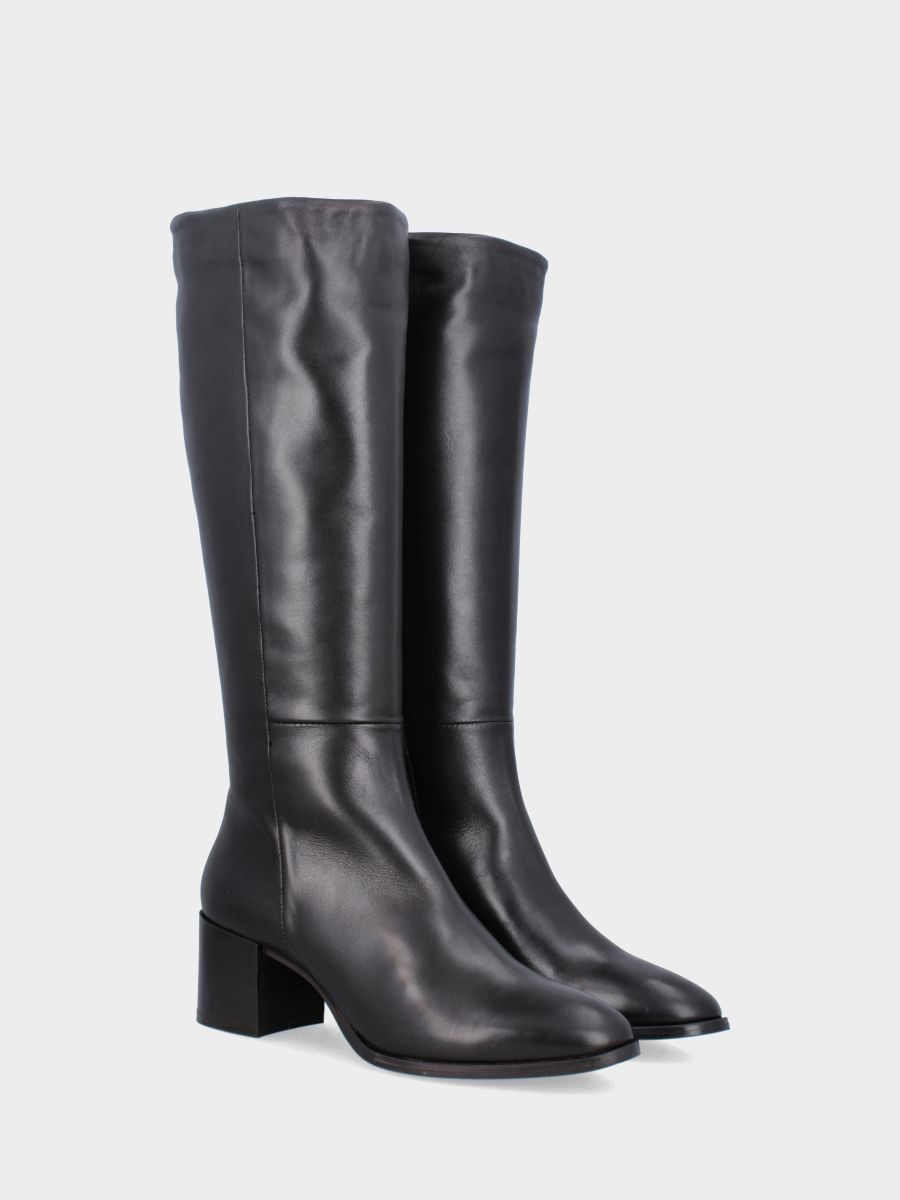Botte en nappa marron foncé avec talon bloc