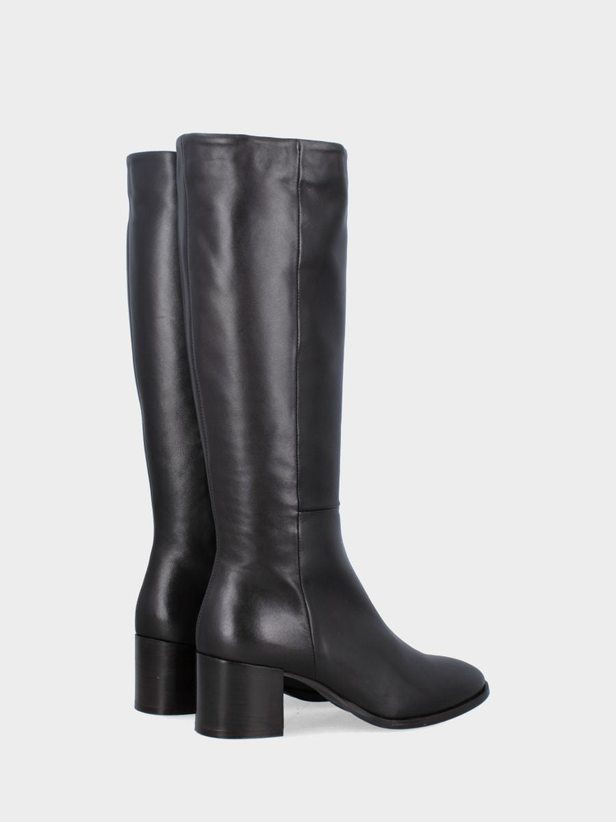Botte en nappa marron foncé avec talon bloc