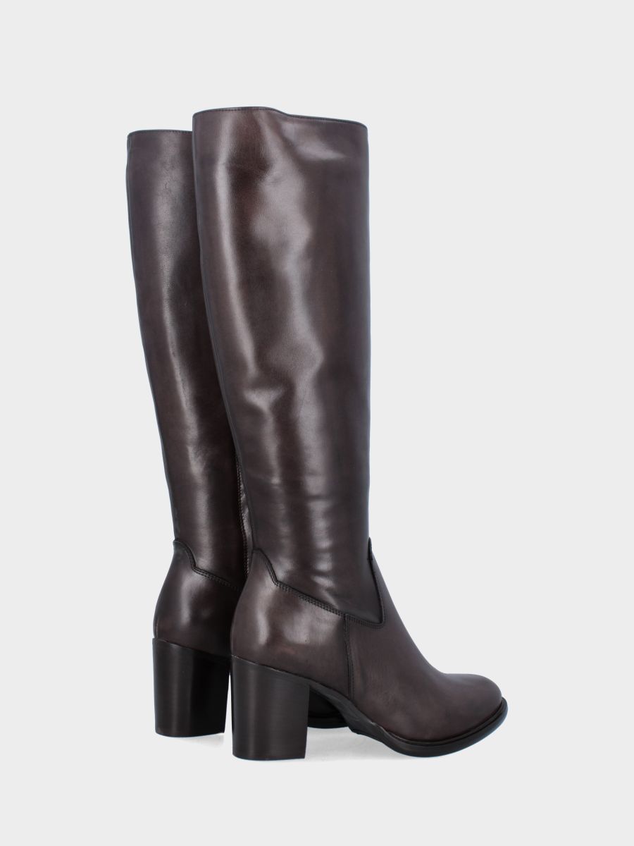 Botte en nappa marron foncé avec talon bloc