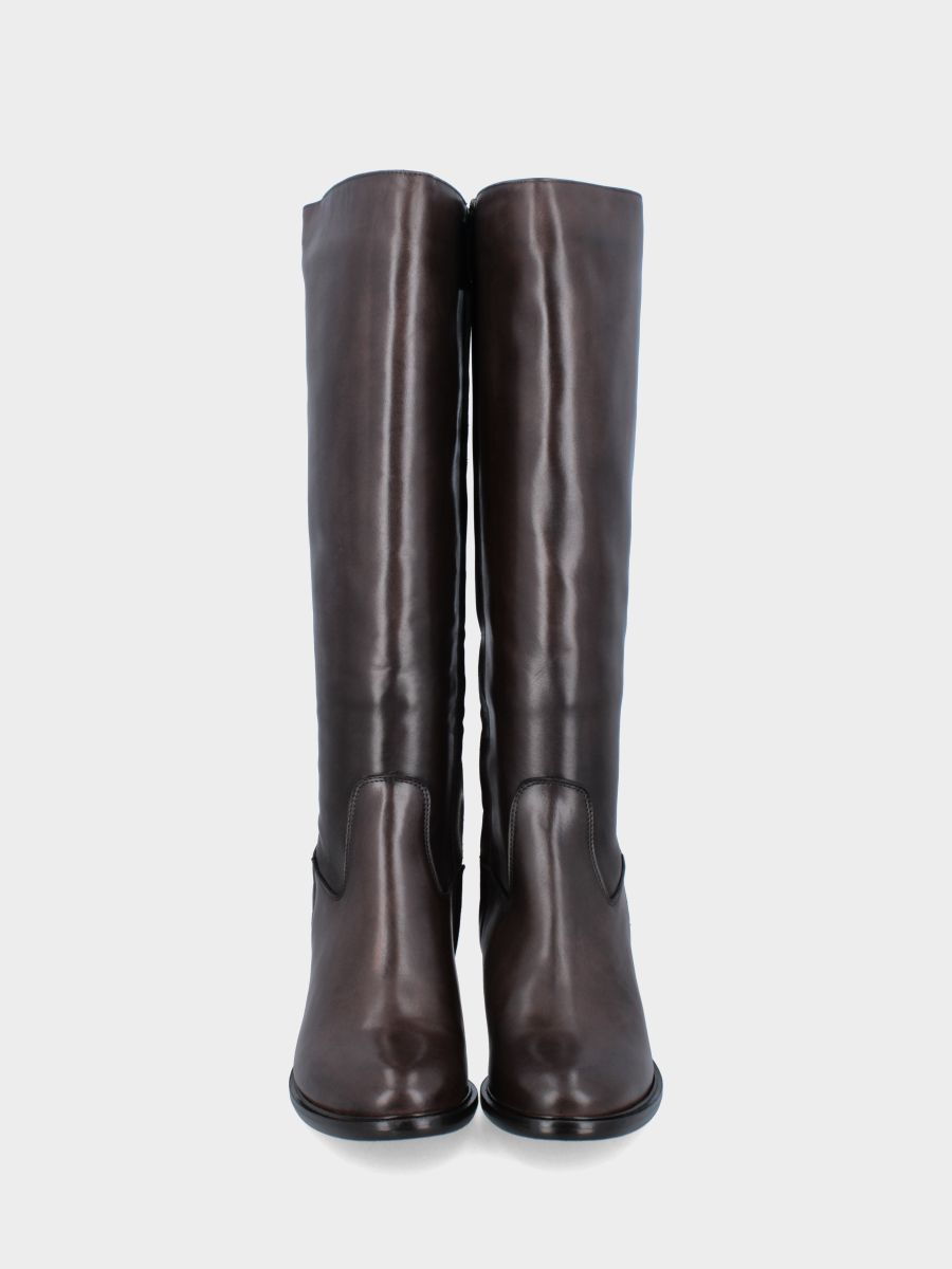 Botte en nappa marron foncé avec talon bloc