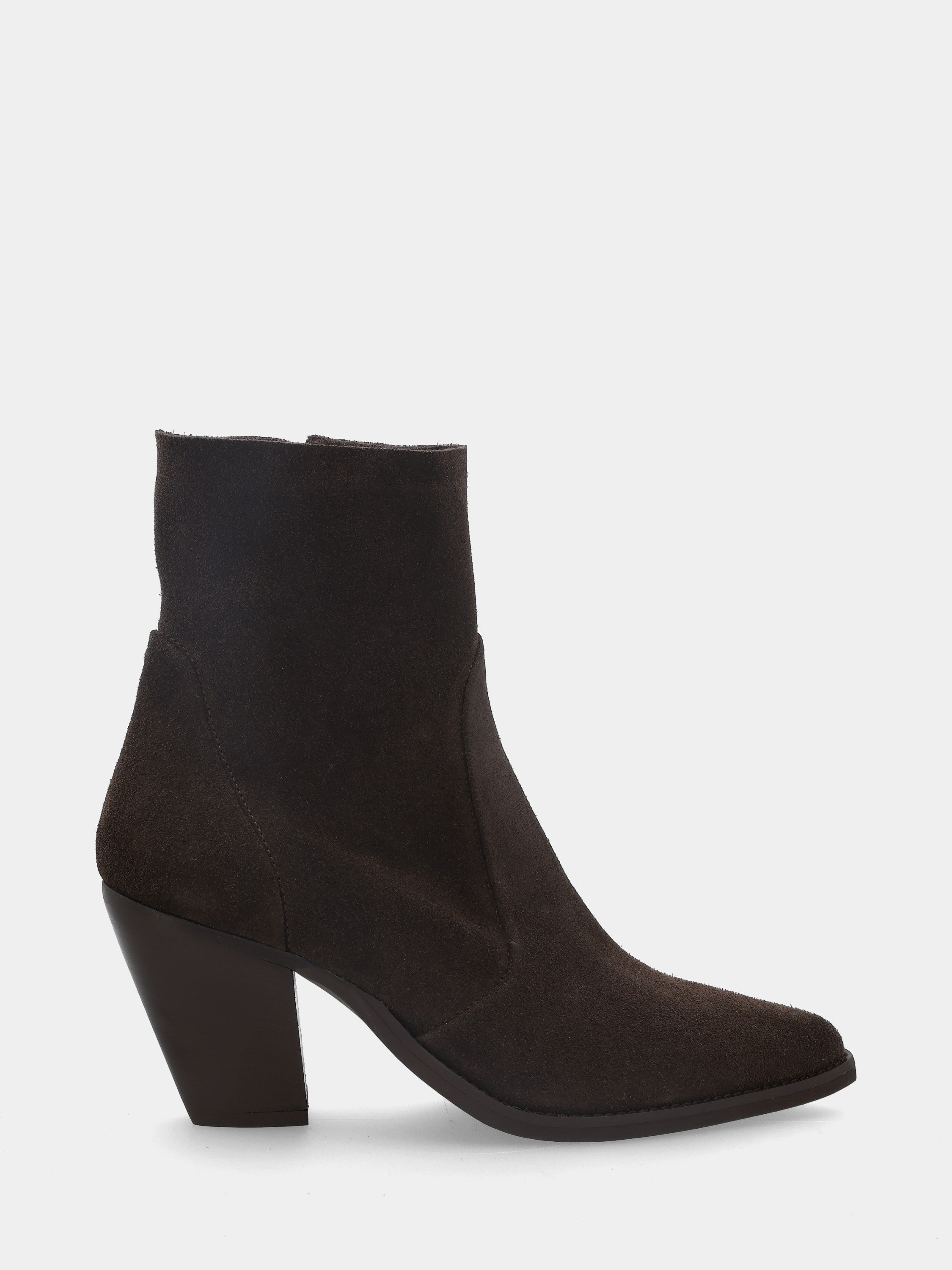 Bottes western en croûte de veau marron foncé avec talon monobloc