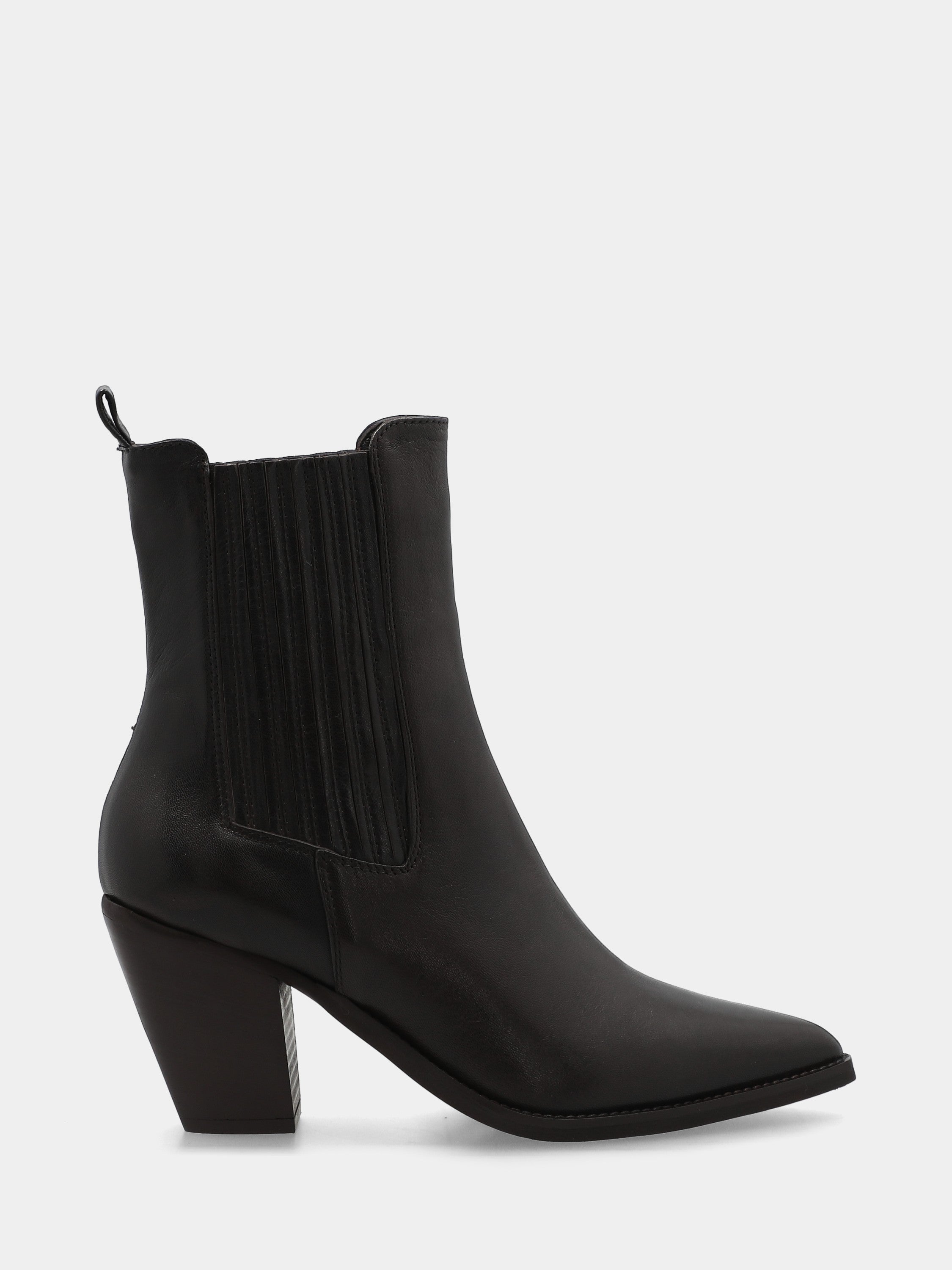 Bottes western en veau marron foncé avec talon cubain et lanières recouvertes