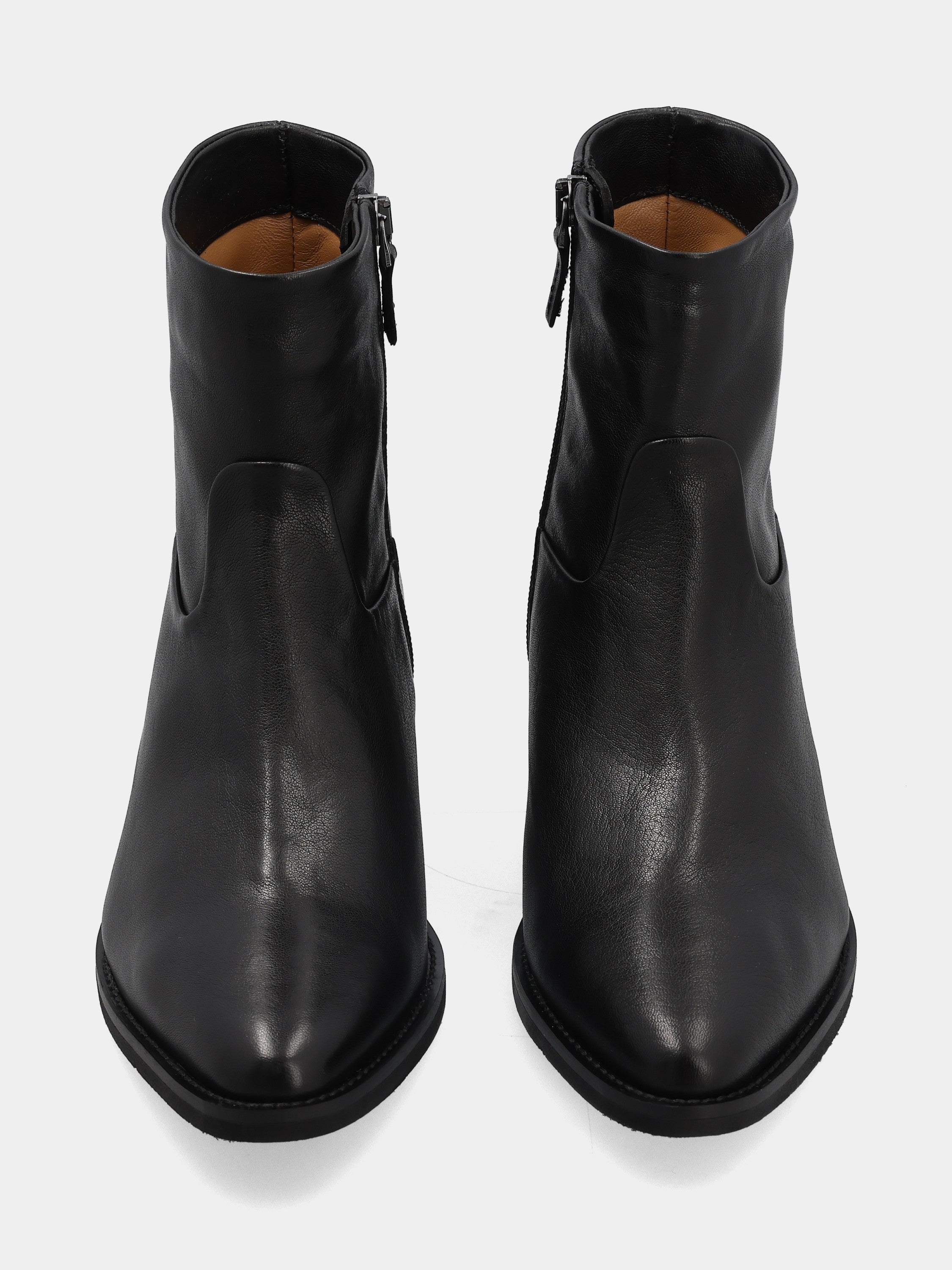 Bottines western en veau noir avec bout effilé et talon cubain
