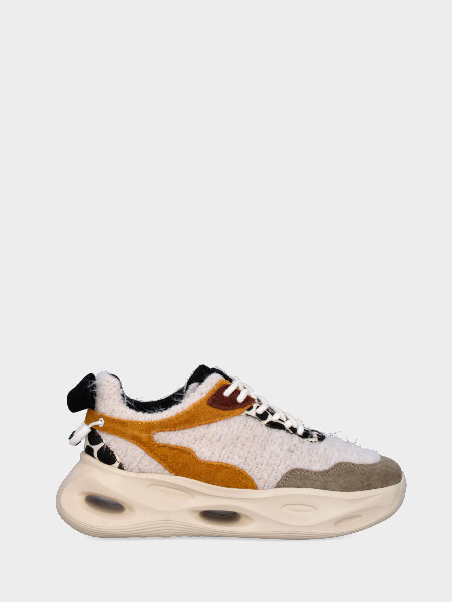 Sneaker in tessuto multicolor con suola monoblocco ondulata e traforata