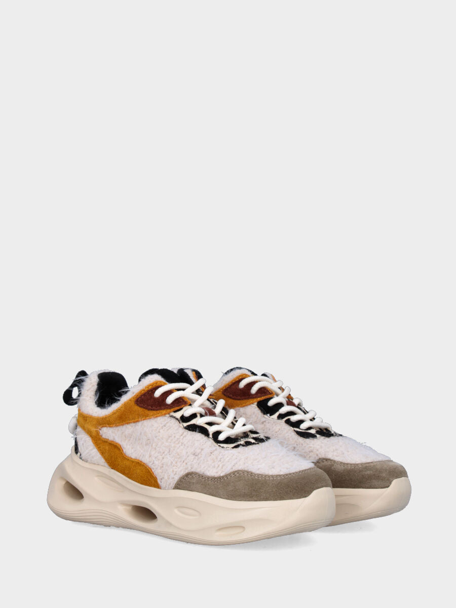 Sneaker in tessuto multicolor con suola monoblocco ondulata e traforata