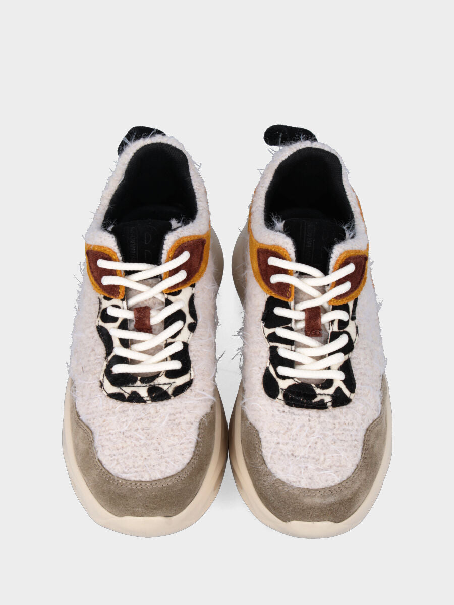 Sneaker in tessuto multicolor con suola monoblocco ondulata e traforata