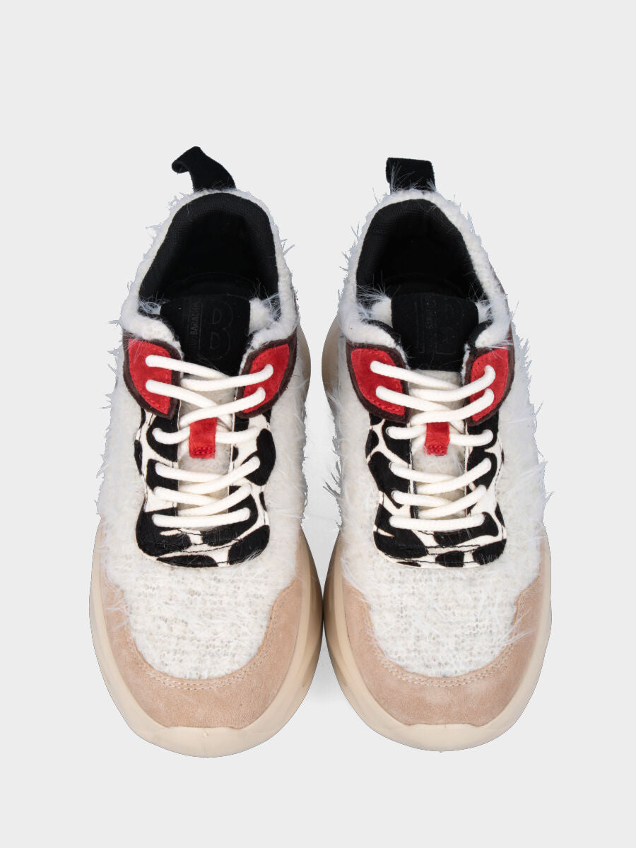 Sneaker in tessuto multicolor con suola monoblocco ondulata e traforata