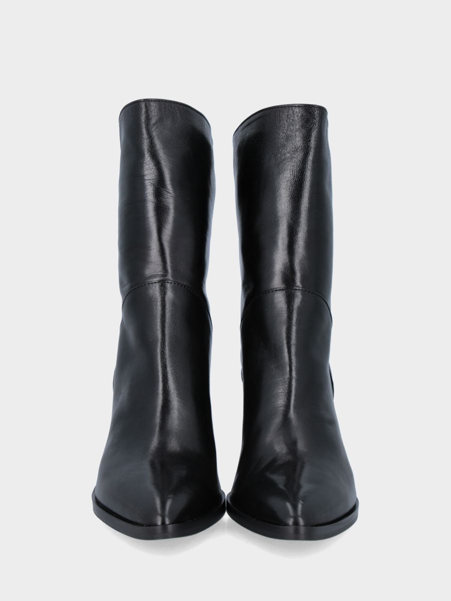 Stivaletto in vitello nero con cerniera posteriore e tacco a blocco