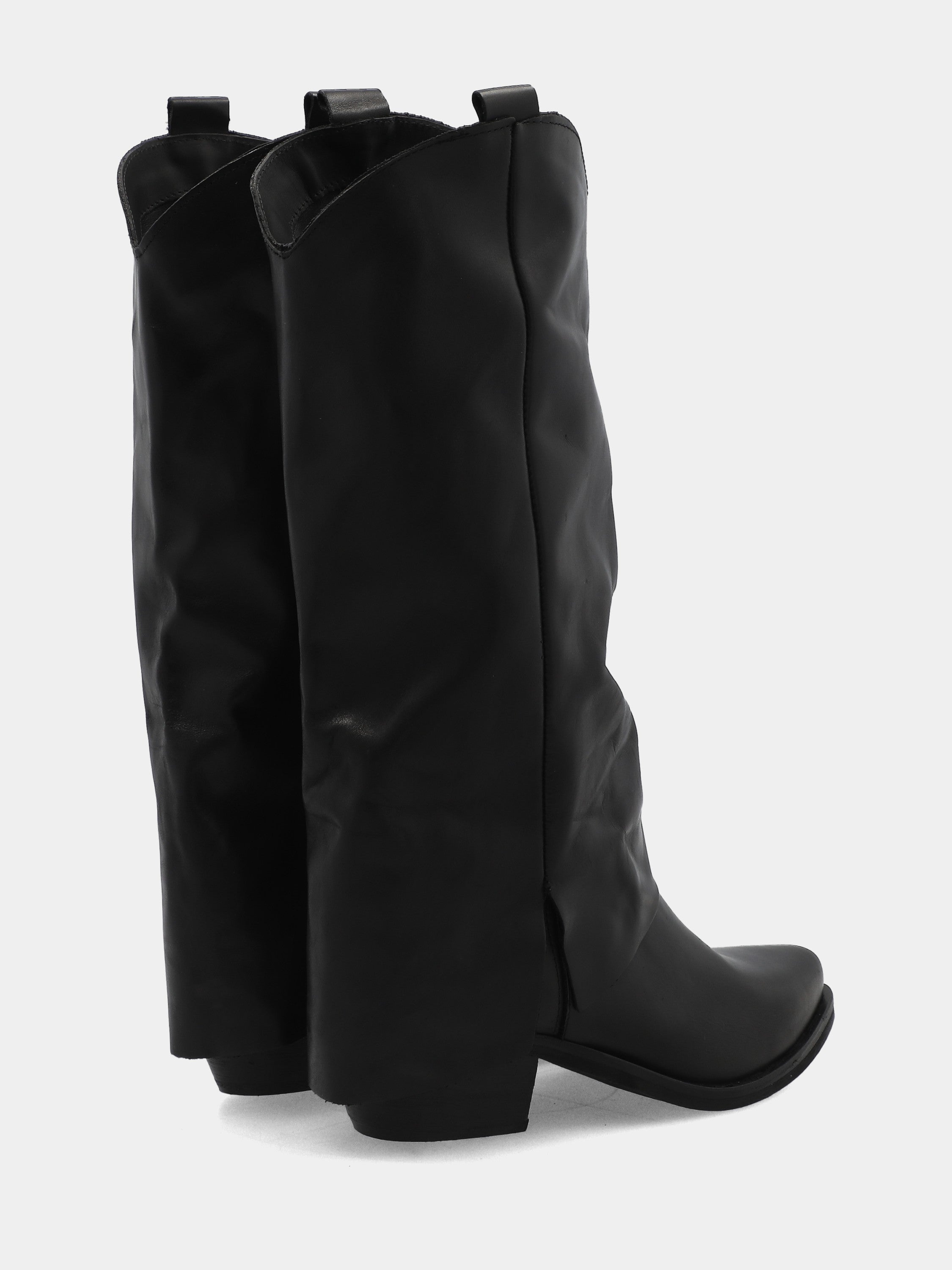 Camperos in vitello nero con ghetta risvoltata 40mm