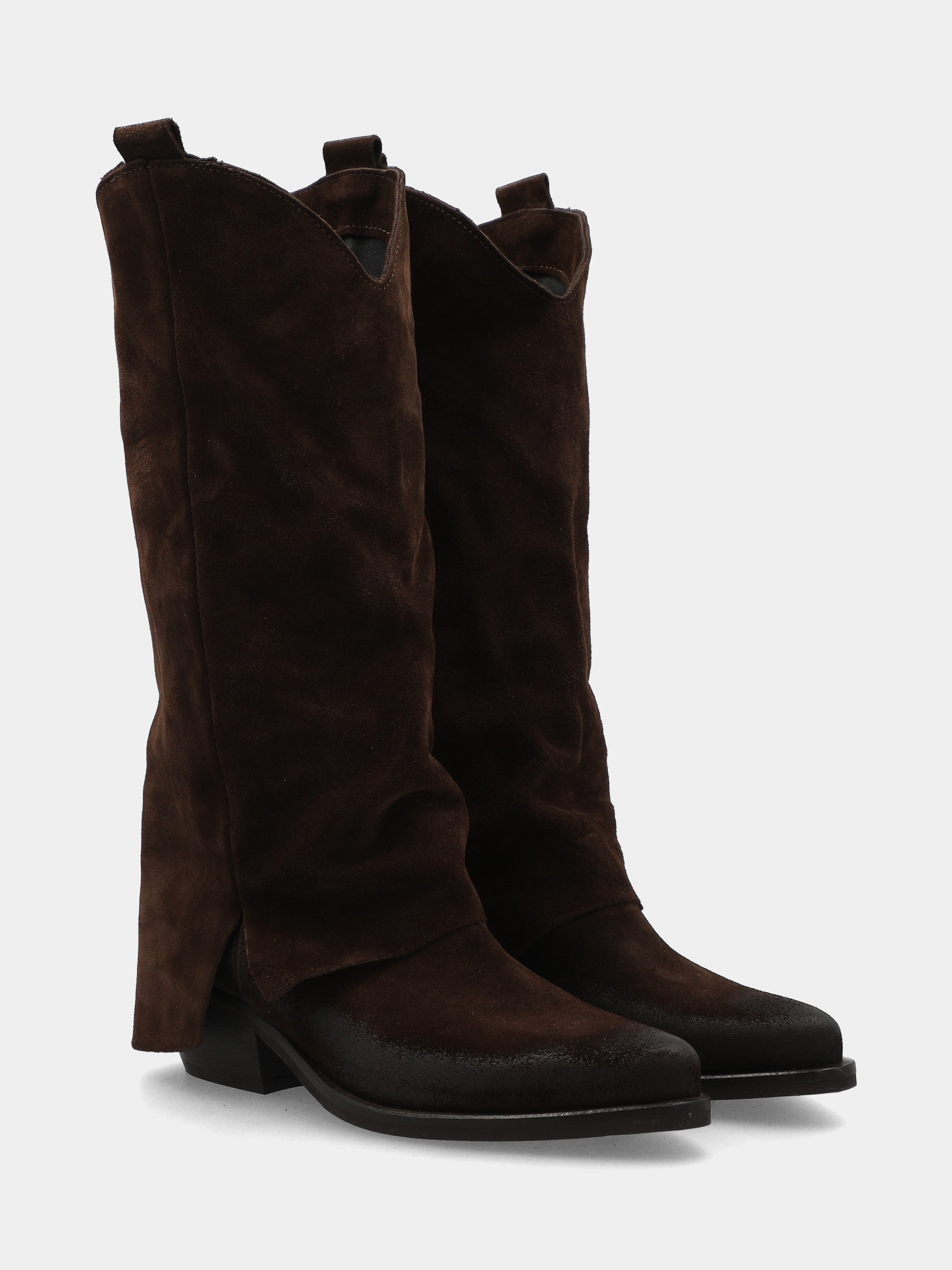 Camperos in velour testa di moro con ghetta risvoltata 40mm