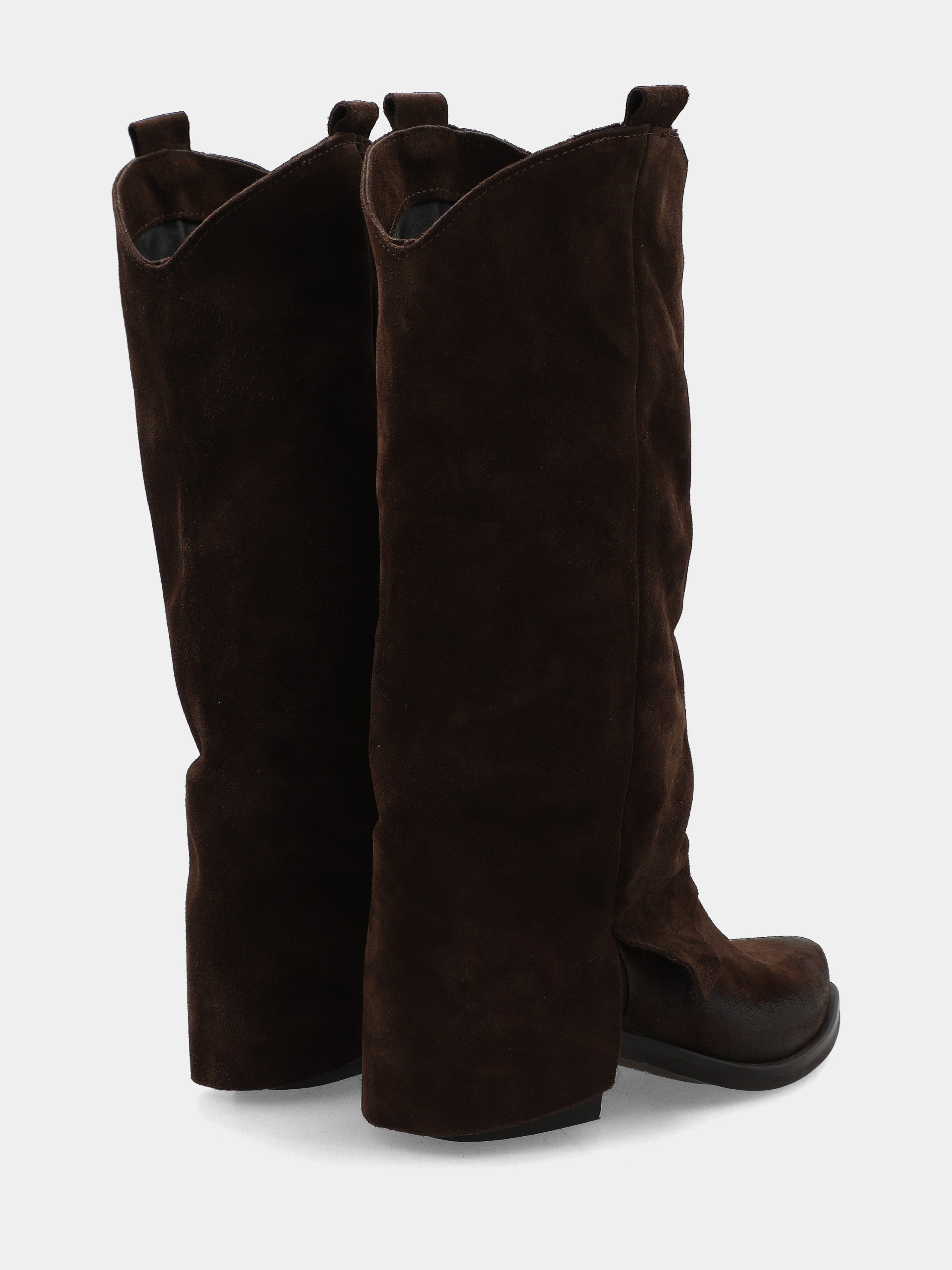 Camperos in velour testa di moro con ghetta risvoltata 40mm