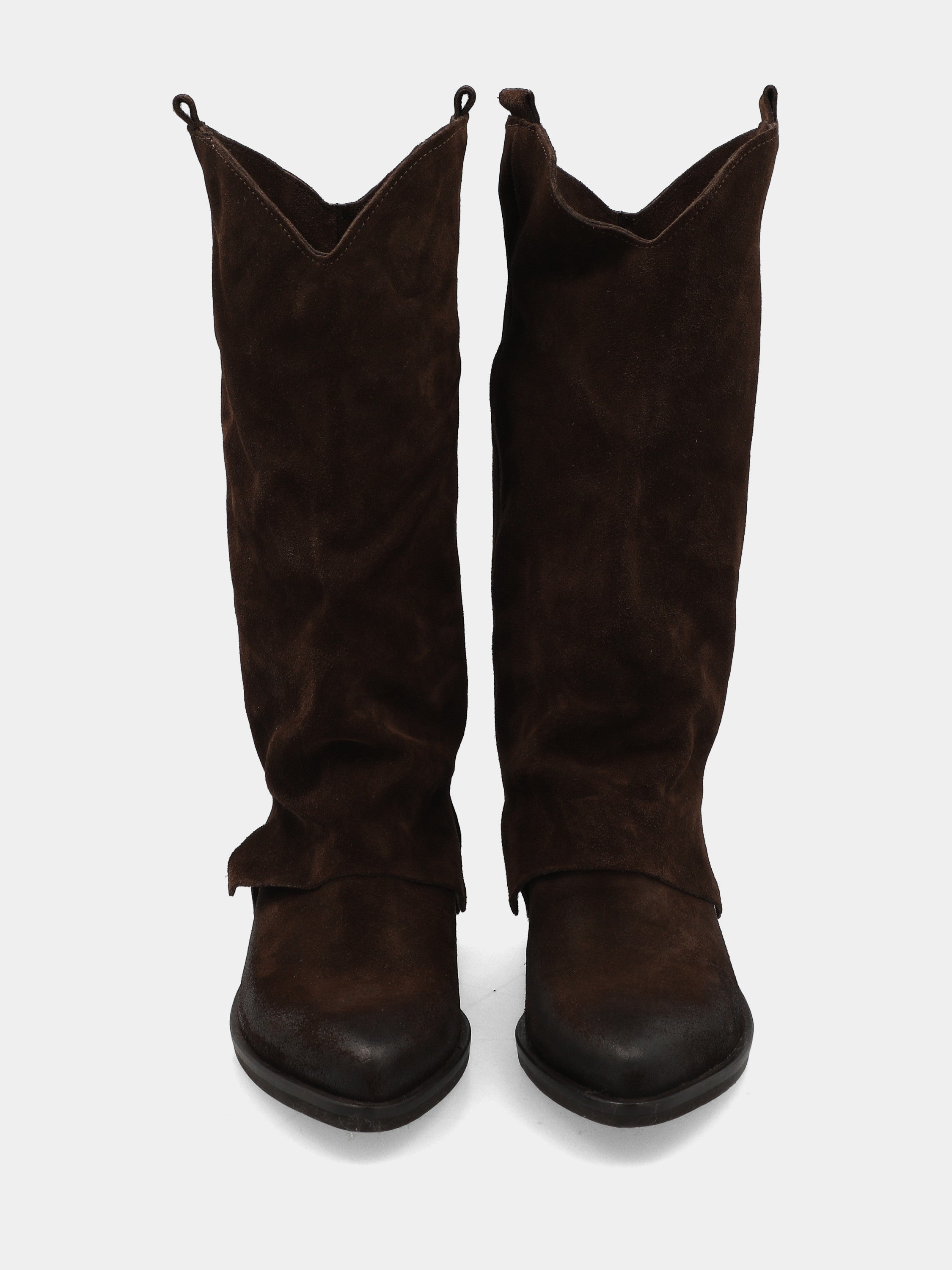 Camperos in velour testa di moro con ghetta risvoltata 40mm