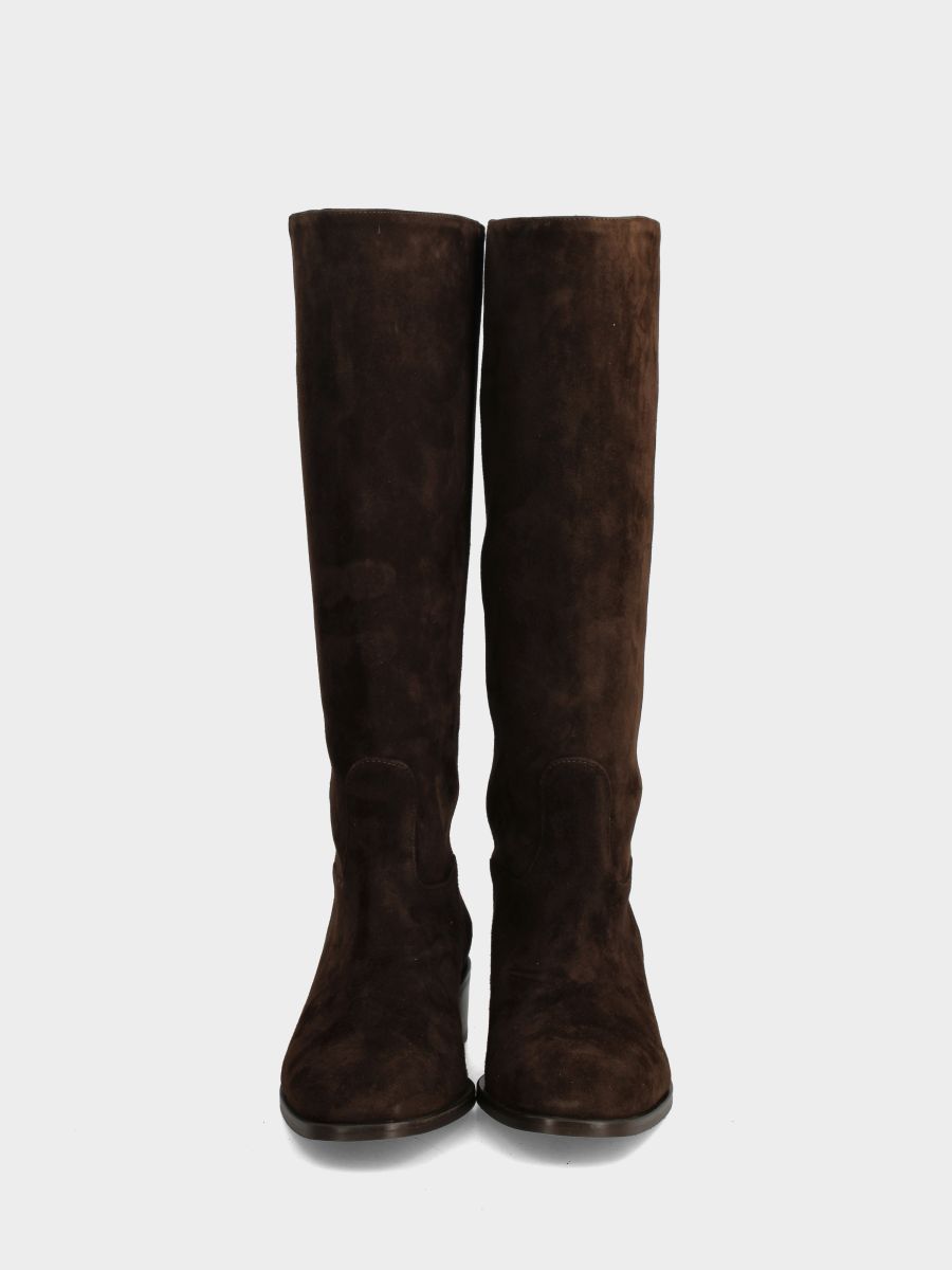 Stivale in camoscio testa di moro con cerniera e tacco basso