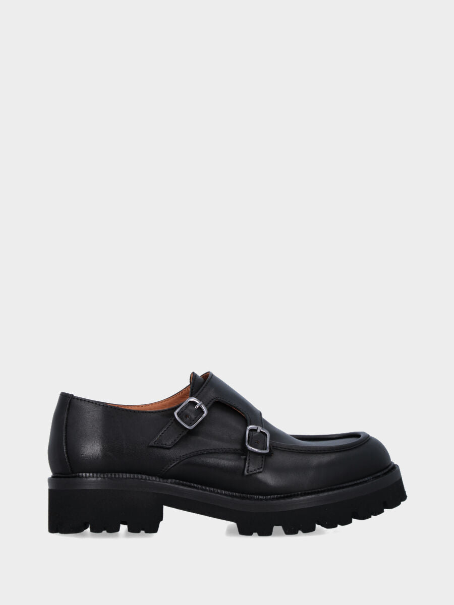 Derby in vitello nero con doppi cinturini