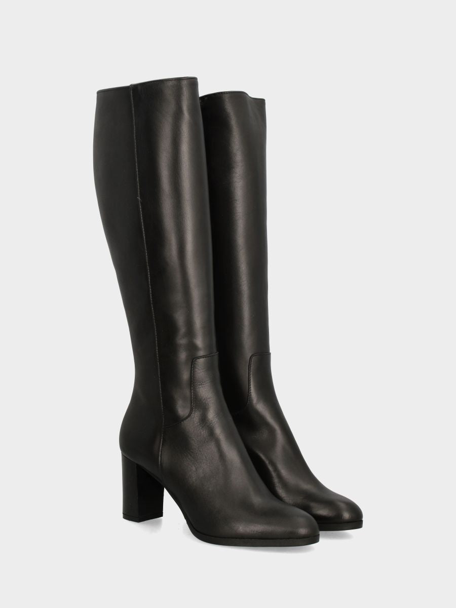 Botte en veau noir avec talon bloc